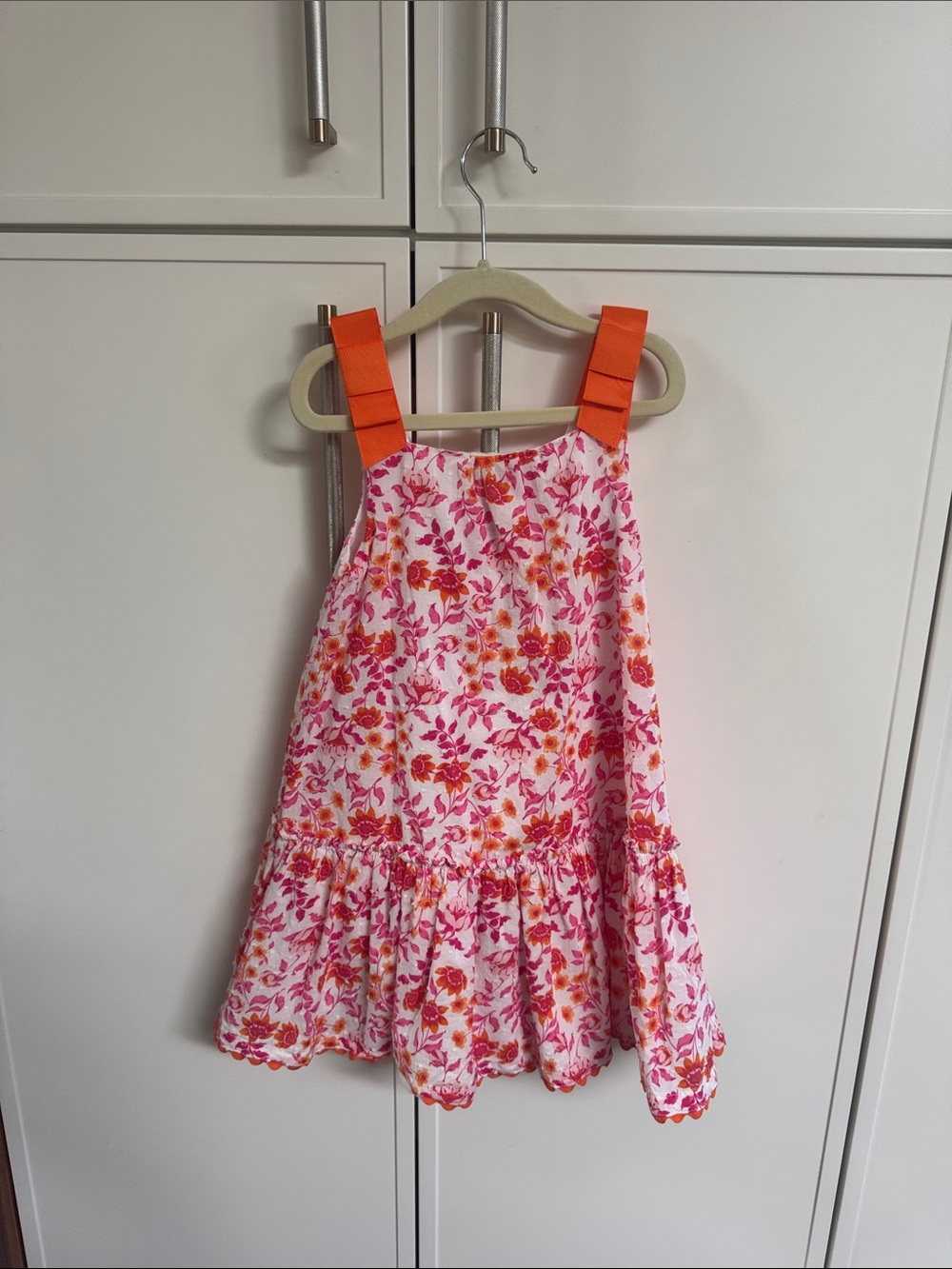 Joie Pink Floral Sundress with Orange Straps